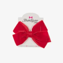 Bowtique London Hair Accessories*Velvet Bow Hair Clip (11cm) Red