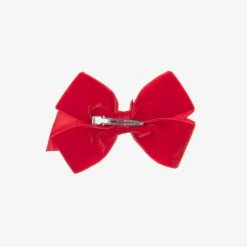Bowtique London Hair Accessories*Velvet Bow Hair Clip (11cm) Red