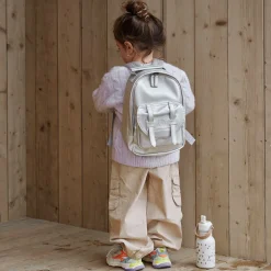 Elodie Bags|Bags*Silver Faux Leather Mini Backpack (27cm)