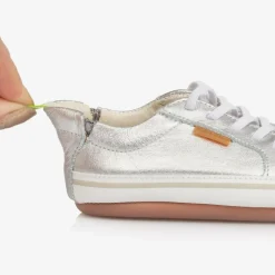 Tip Toey Joey Trainers|Trainers*Silver Leather First Walker Trainers
