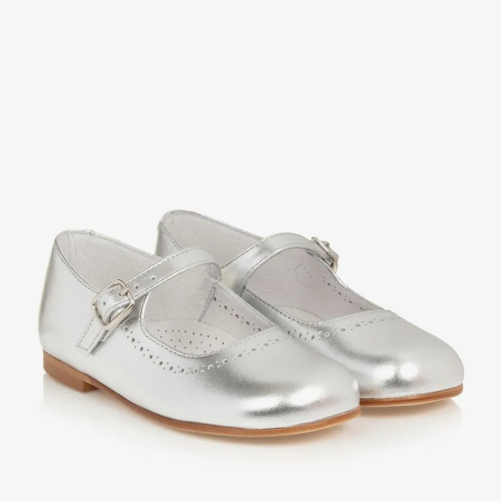 Childrens Classics Bar Shoes|Bar Shoes*Silver Leather Shoes
