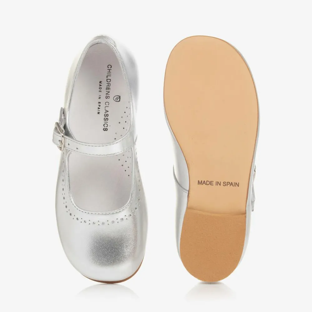 Childrens Classics Bar Shoes|Bar Shoes*Silver Leather Shoes
