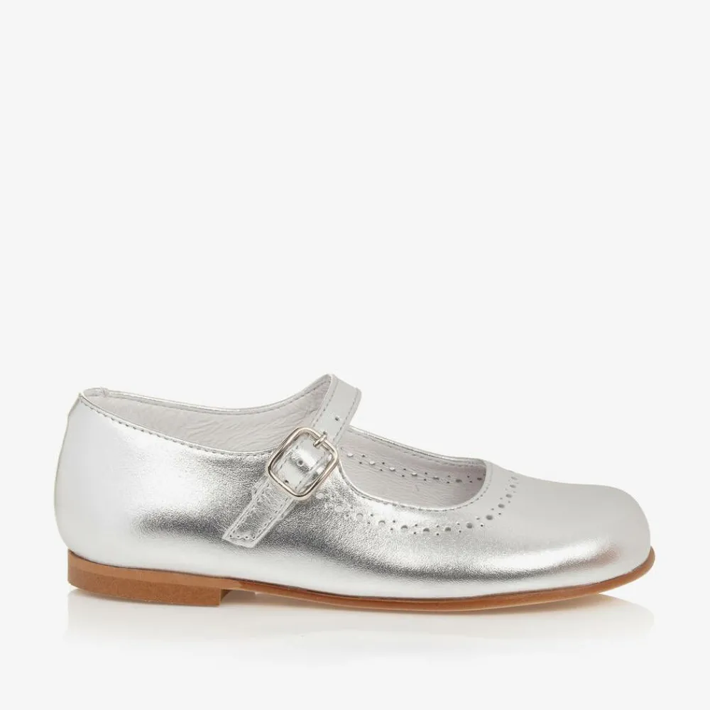 Childrens Classics Bar Shoes|Bar Shoes*Silver Leather Shoes