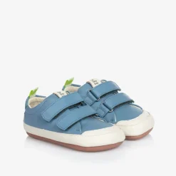 Tip Toey Joey Trainers|Trainers*Sky Blue Leather Velcro Trainers