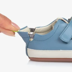 Tip Toey Joey Trainers|Trainers*Sky Blue Leather Velcro Trainers
