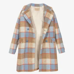 Gucci Coats & Jackets*Teen Boys Beige & Blue Check Wool Coat