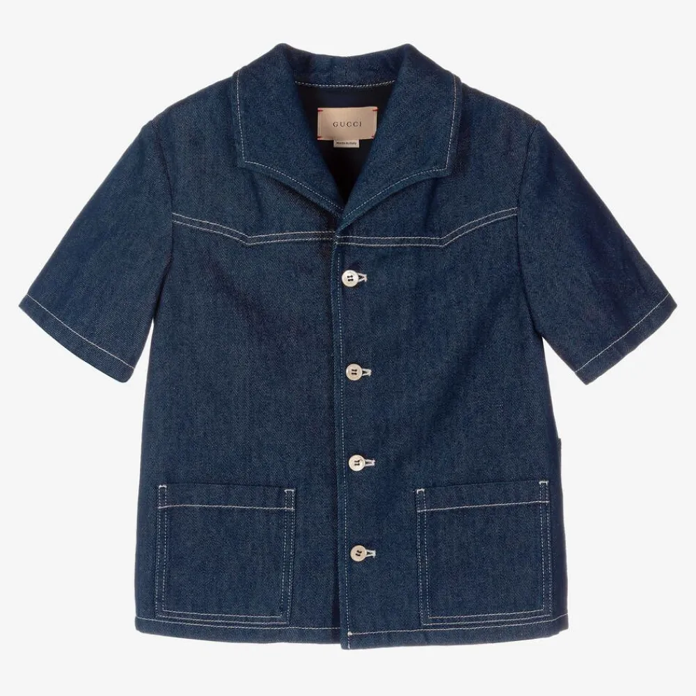 Gucci Coats & Jackets*Teen Boys Blue Denim Logo Jacket