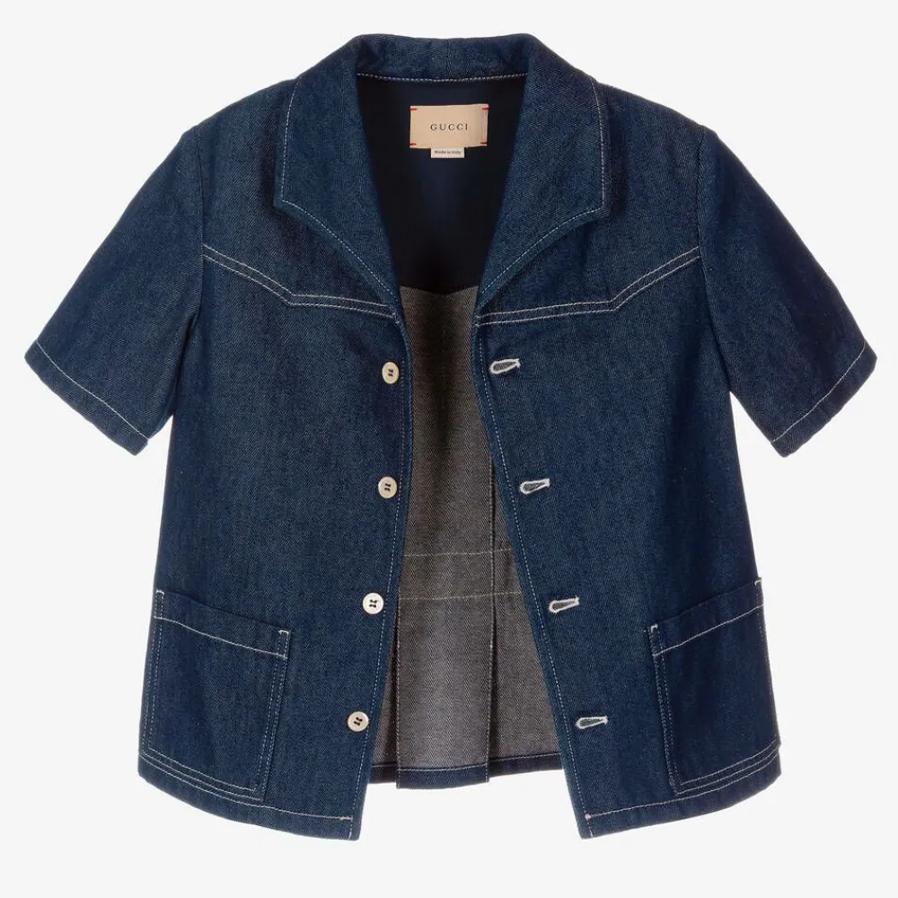 Gucci Coats & Jackets*Teen Boys Blue Denim Logo Jacket