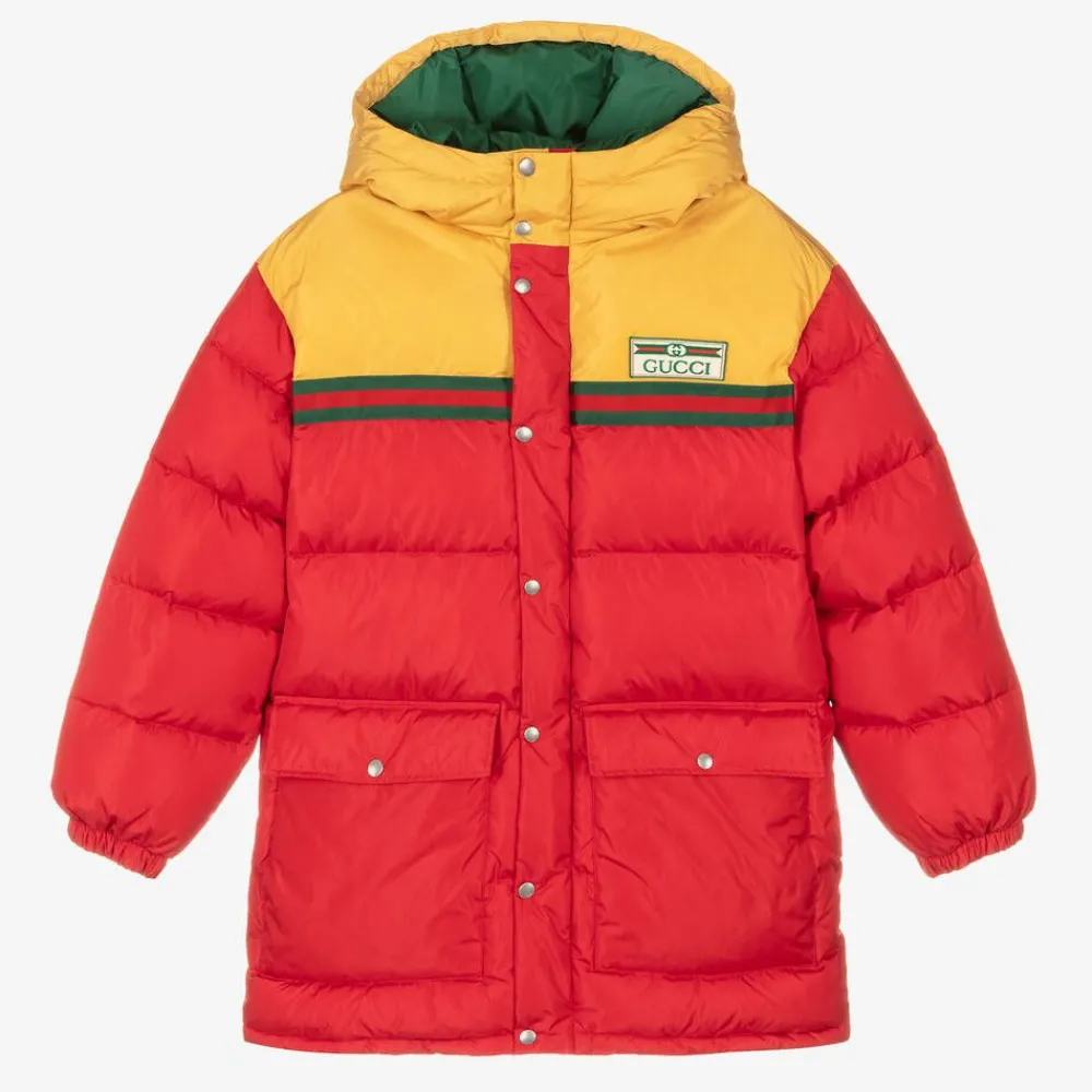 Gucci Coats & Jackets*Teen Boys Red & Yellow Hooded Puffer Coat