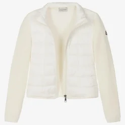 Moncler Enfant Coats & Jackets*Teen Girls Ivory Knit & Down-Fill Jacket