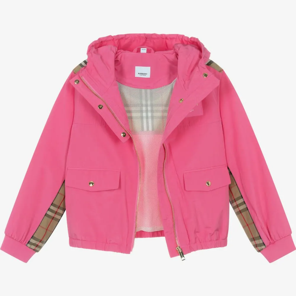 Burberry Coats & Jackets*Teen Girls Pink Vintage Check Jacket BubblegumPink