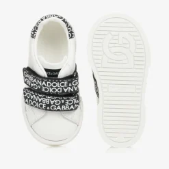 Dolce amp; Gabbana Trainers*White & Black Leather Baby Trainers