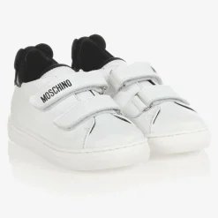 Moschino Kid-Teen Trainers|Trainers*White & Black Velcro Trainers