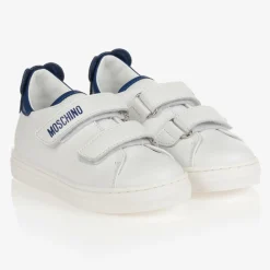 Moschino Baby Trainers|Trainers*White & Blue Leather Trainers