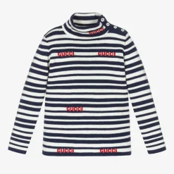 Gucci Tops|Tops*White & Blue Stripe Wool Top