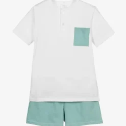 Babidu Nightwear*White & Green Short Pyjamas