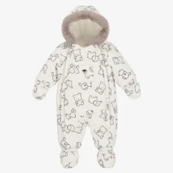 Mayoral Snowwear|Snowwear*White & Grey Padded Baby Snowsuit