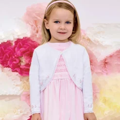 Sarah Louise Tops*White & Pink Knitted Bolero Cardigan