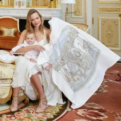 Atelier Choux Paris Gifts|Sleeping Accessories*White & Blue Carousel Swaddle (97cm)