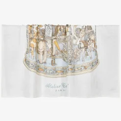 Atelier Choux Paris Gifts|Sleeping Accessories*White & Blue Carousel Swaddle (97cm)