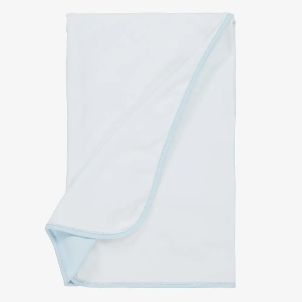 Emile et Rose Blankets & Shawls*White & Blue Cotton Blanket (73cm)