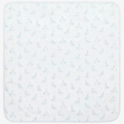 Kissy Kissy Gifts*White & Blue Giraffe Glee Pima Cotton Blanket (73cm)