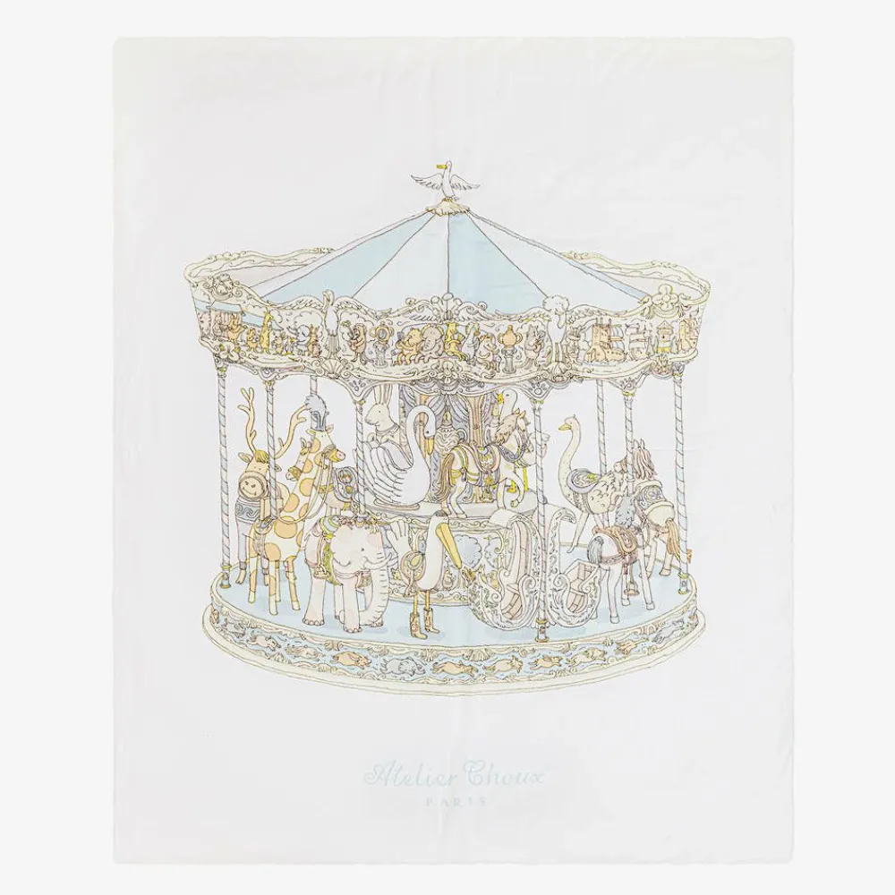 Atelier Choux Paris Gifts|Nursery Accessories*White & Blue Organic Cotton Reversible Duvet (132cm)