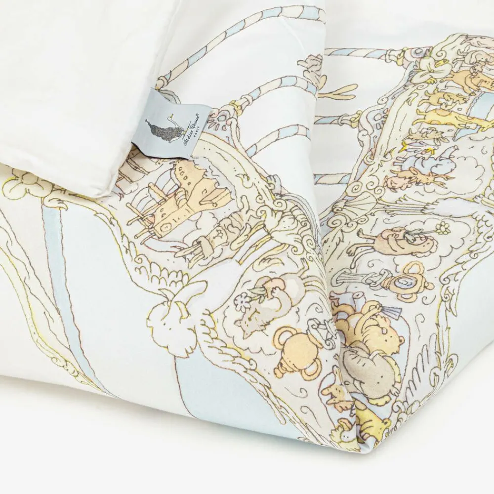 Atelier Choux Paris Gifts|Nursery Accessories*White & Blue Organic Cotton Reversible Duvet (132cm)