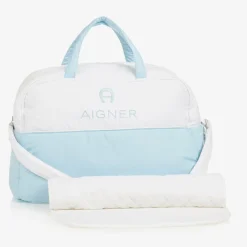 AIGNER Gifts*White & Sky Blue Baby Changing Bag (43cm)