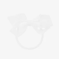 Peach Ribbons Hair Accessories*White Bow Hair Elastic (7cm)