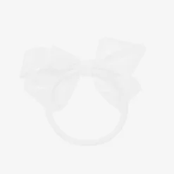 Peach Ribbons Hair Accessories*White Bow Hair Elastic (7cm)