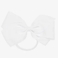 Peach Ribbons Hair Accessories*White Bow Hair Elastic (12cm)
