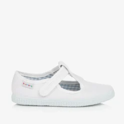 Pisamonas Bar Shoes|Bar Shoes*White Canvas T-Bar Shoes