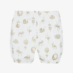 Atelier Choux Paris Underwear|Shorts*White Carousel Print Cotton Bloomer Shorts