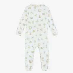 Atelier Choux Paris Babysuits*White Carousel Print Cotton Babygrow