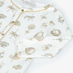 Atelier Choux Paris Babysuits*White Carousel Print Cotton Babygrow