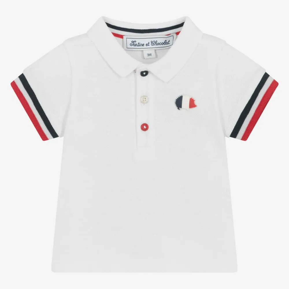 Tartine et Chocolat Tops*White Cotton Baby Polo Shirt