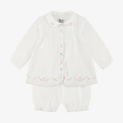 Sarah Louise Outfit Sets*White Cotton Baby Shorts Set