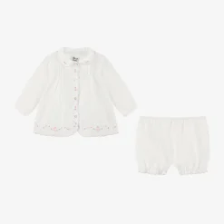 Sarah Louise Outfit Sets*White Cotton Baby Shorts Set