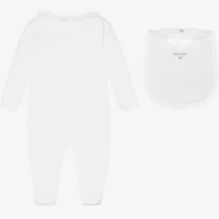 Beatrice amp; George Gifts|Babysuits*White Cotton Babygrow & Embroidered Bib Set