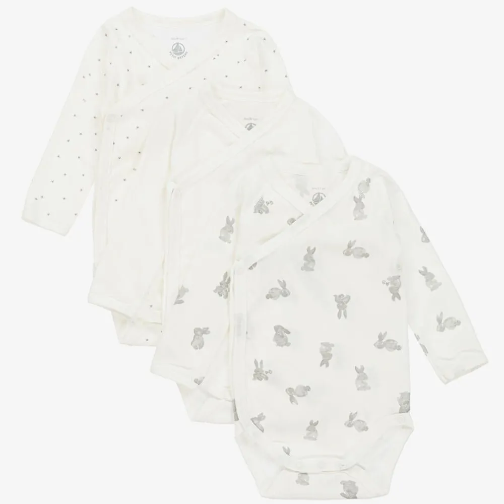 Petit Bateau Babysuits*White Cotton Bodyvests (3 Pack)