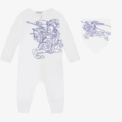 Burberry Babysuits*White Cotton EKD Babysuit Gift Set