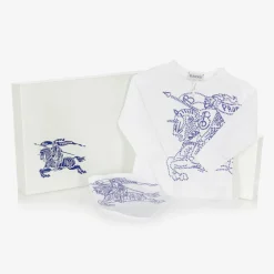 Burberry Babysuits*White Cotton EKD Babysuit Gift Set