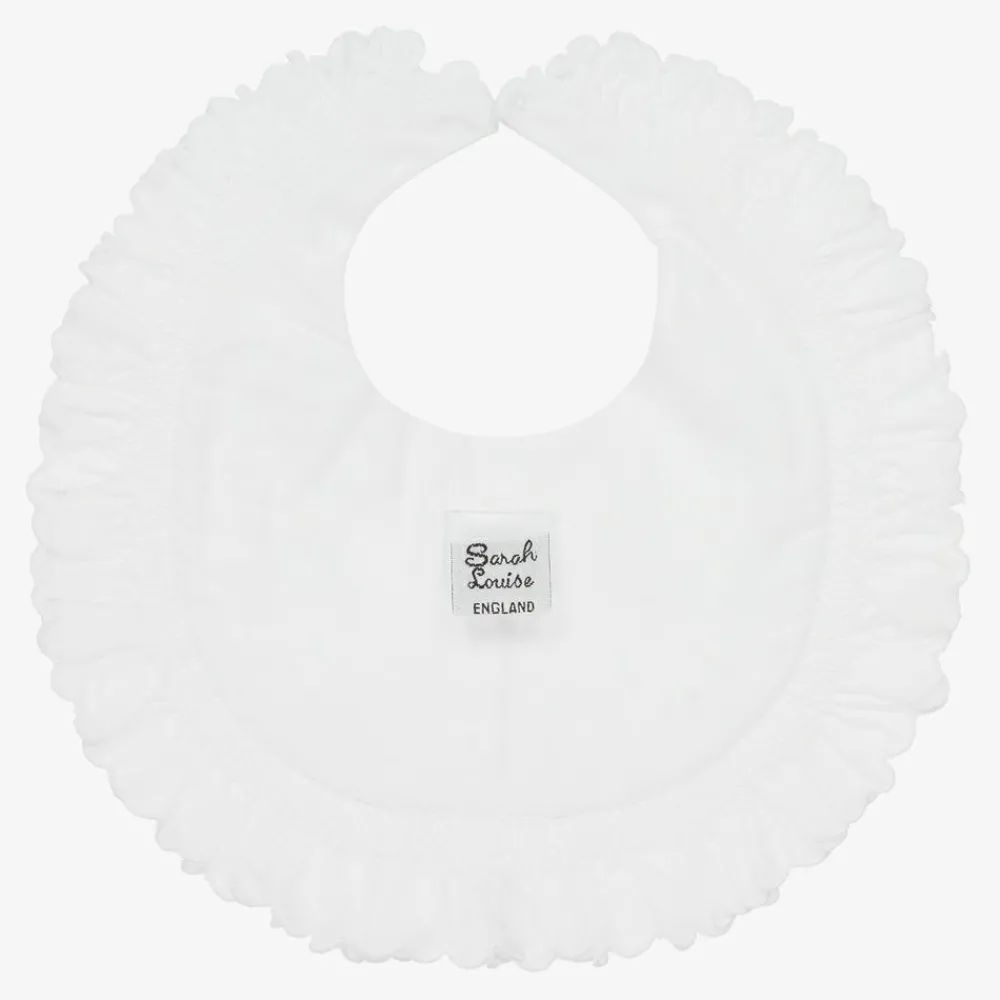Sarah Louise Feeding Accessories*White Cotton Embroidered Bib