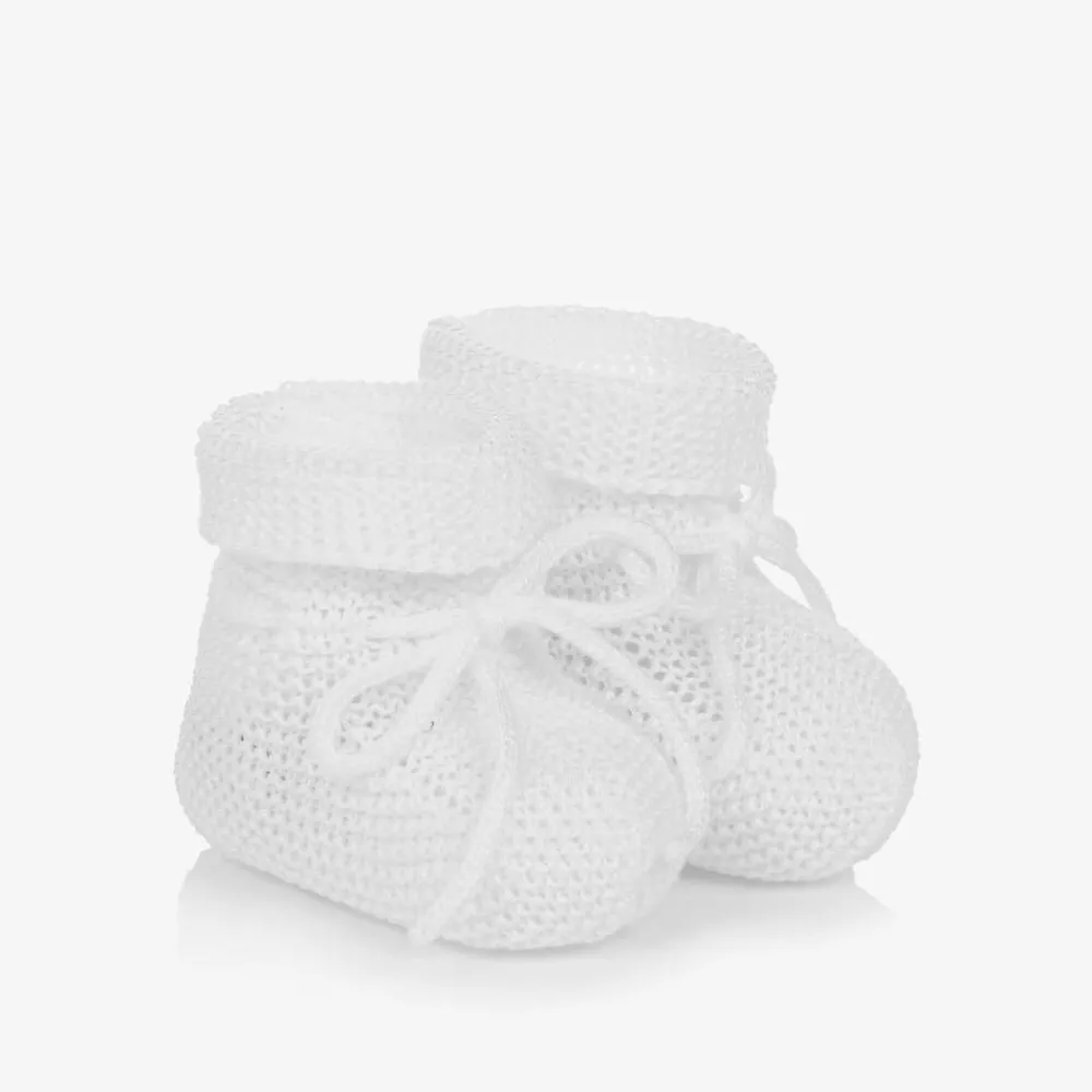 Paz Rodríguez Booties|Booties*White Cotton Knit Baby Booties