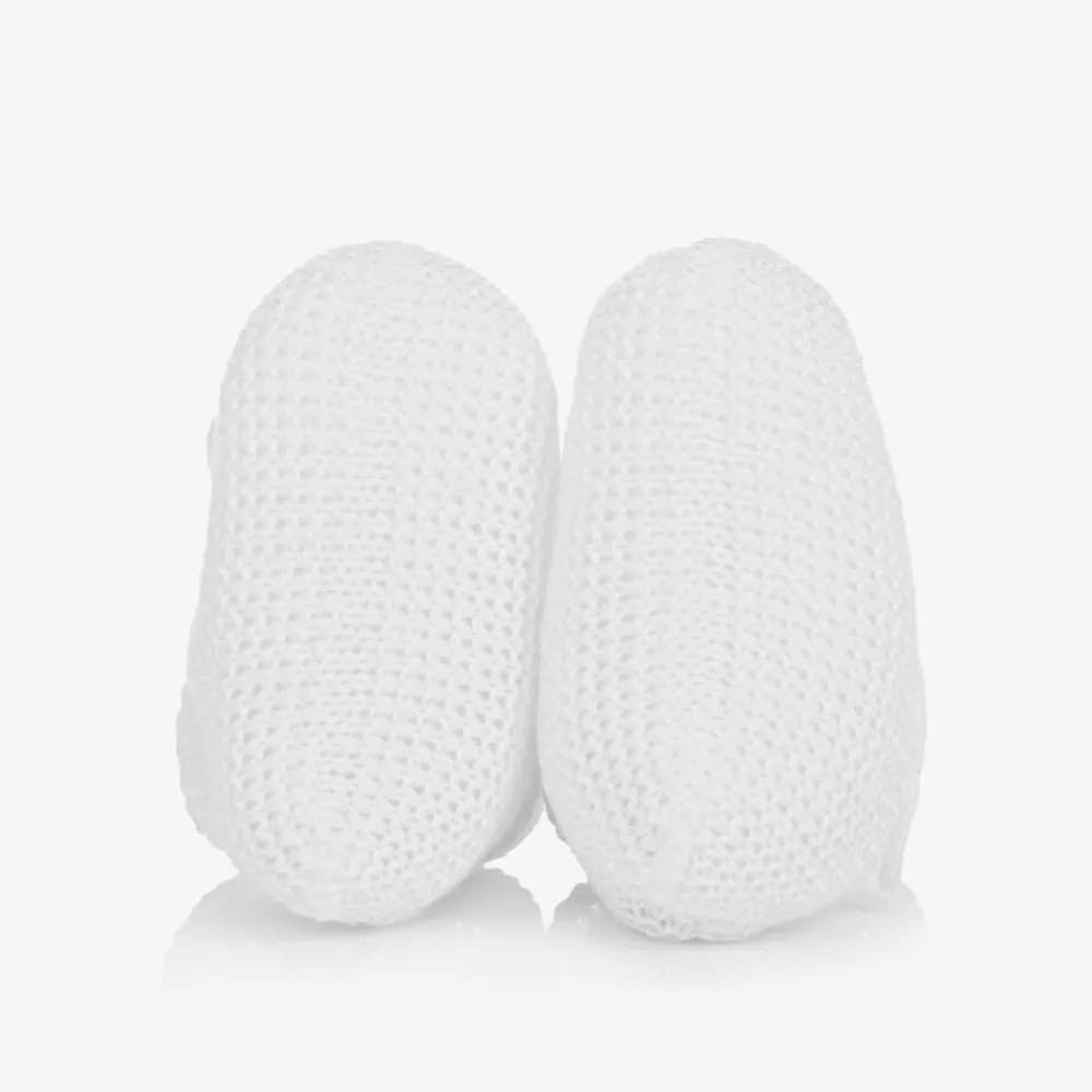 Paz Rodríguez Booties|Booties*White Cotton Knit Baby Booties