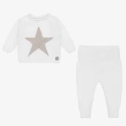 Minutus Outfit Sets|Outfit Sets*White Cotton Knitted Trouser Set