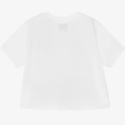 Burberry Tops*White Cotton Logo Baby T-Shirt