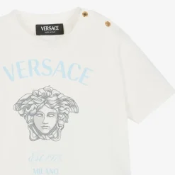 Versace Tops*White Cotton Medusa Baby T-Shirt