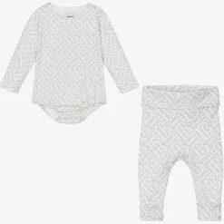 Burberry Gifts|Babysuits*White Cotton Monogram Baby Gift Set